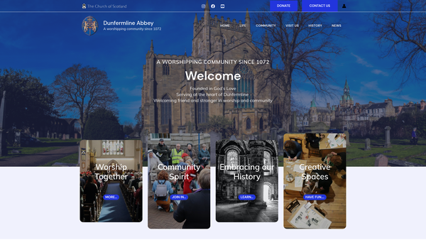 Screenshot of the The Abbey Church of Dunfermline (Church of Scotland) website