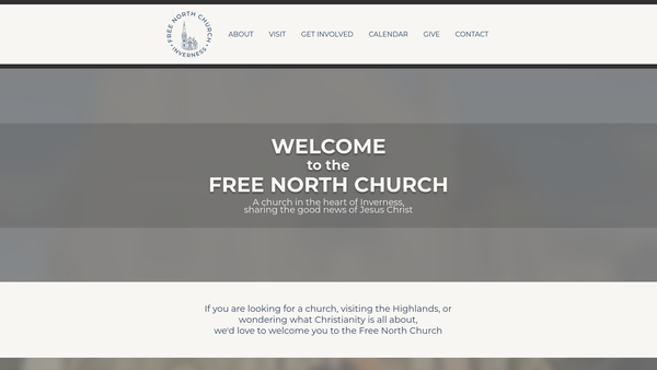 Screenshot of the Free North Church website