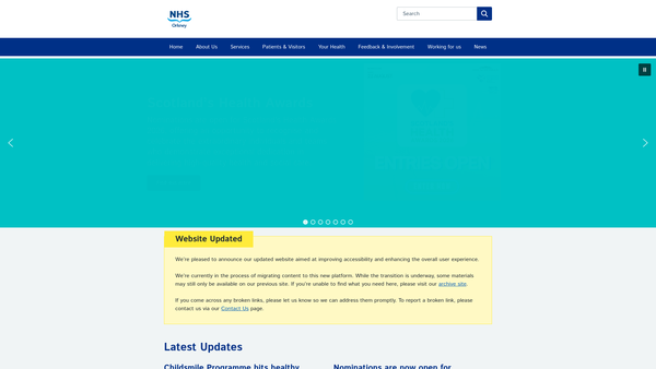 Screenshot of the Orkney Health Board Endowment Funds website