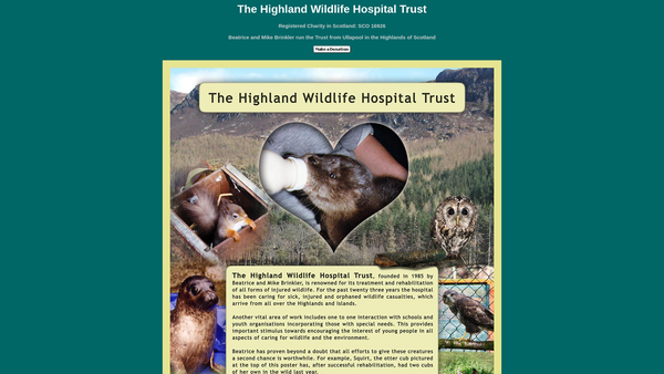 Screenshot of the Highland Wildlife Hospital Trust website