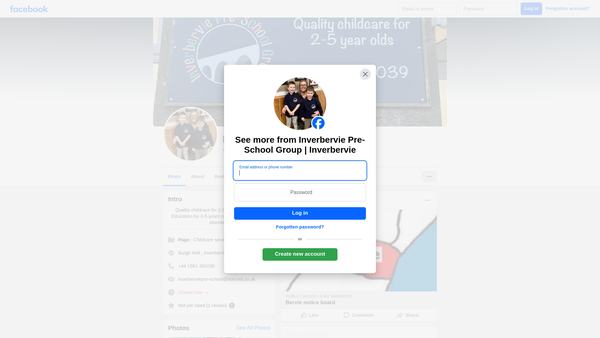 Screenshot of the Inverbervie Pre-school Group website