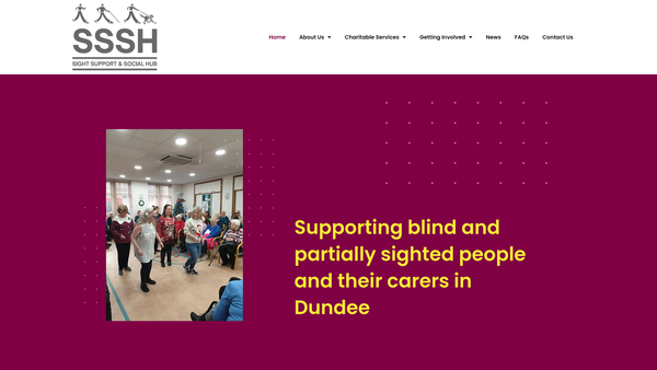 Screenshot of the Sight Support & Social Hub website
