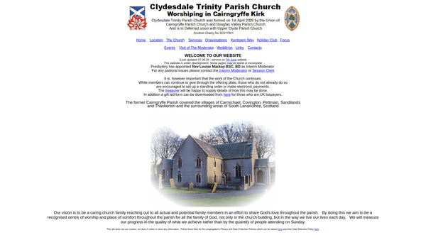 Screenshot of the Clydesdale Trinity Parish Church of Scotland website