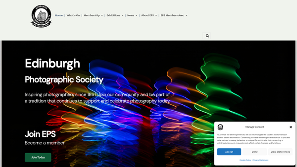 Screenshot of the Edinburgh Photographic Society website
