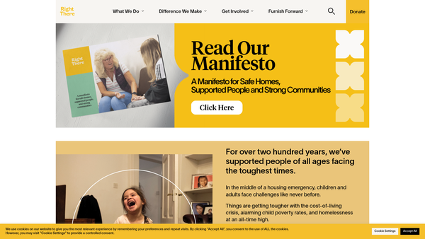 Screenshot of the Right There website