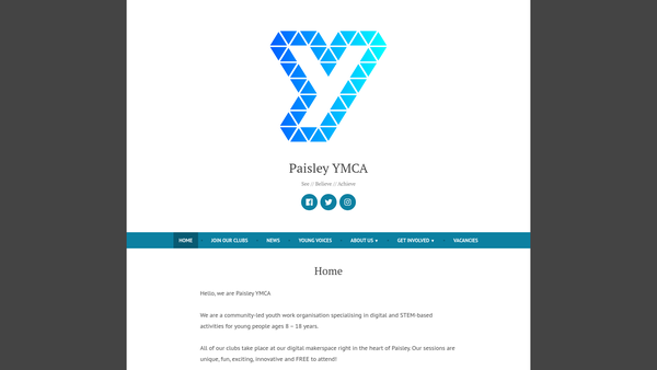 Screenshot of the Paisley YMCA website