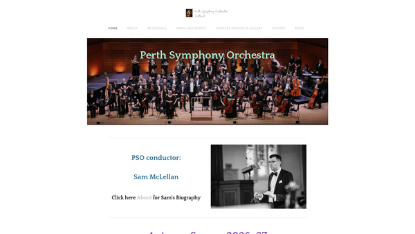 Screenshot of the Perth Orchestral Society website