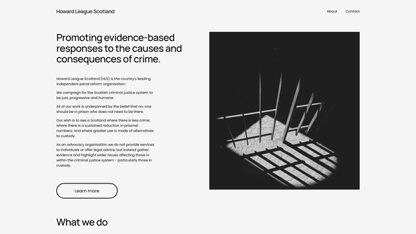 Screenshot of the Howard League For Penal Reform In Scotland website