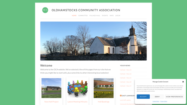 Screenshot of the Oldhamstocks Community Association website