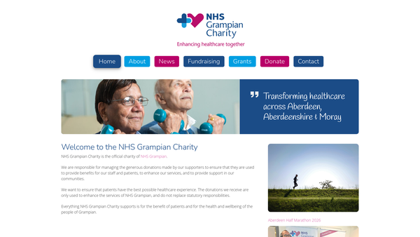 Screenshot of the Grampian Health Board Endowment Funds (NHS Grampian) website