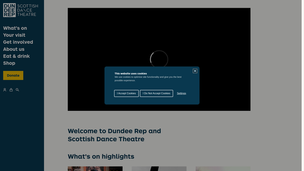 Screenshot of the Dundee Rep and Scottish Dance Theatre Limited website