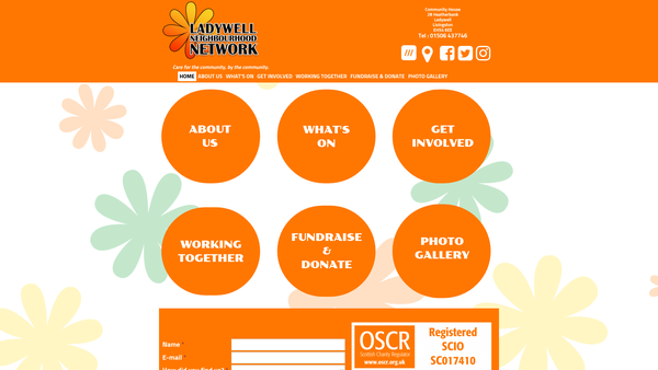 Screenshot of the Ladywell Neighbourhood Network SCIO website