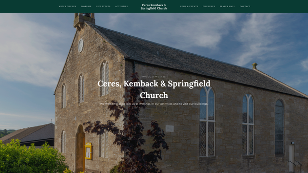Screenshot of the Ceres, Kemback & Springfield Church of Scotland website