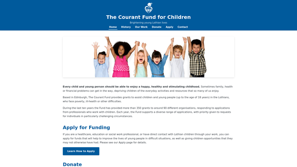 Screenshot of the Courant Fund For Children website