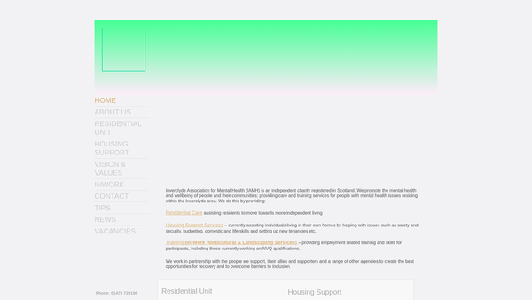 Screenshot of the Inverclyde Association For Mental Health website