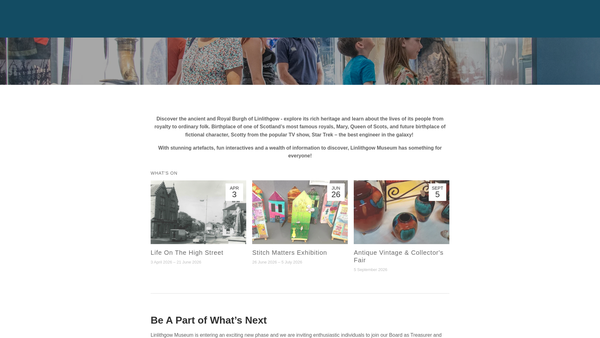 Screenshot of the Linlithgow Heritage Trust website