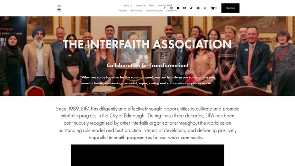 Screenshot of the Edinburgh Interfaith Association website