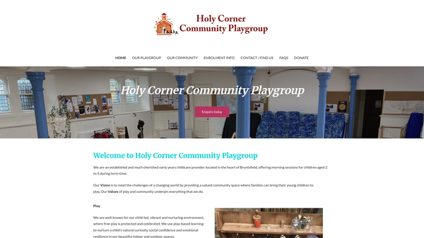 Screenshot of the Holy Corner Community Playgroup website