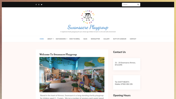 Screenshot of the Swansacre Playgroup SCIO website