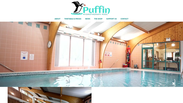Screenshot of the Puffin Hydrotherapy Pool website