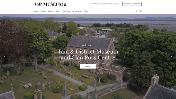 Screenshot of the Tain & District Museum & Clan Ross Centre website