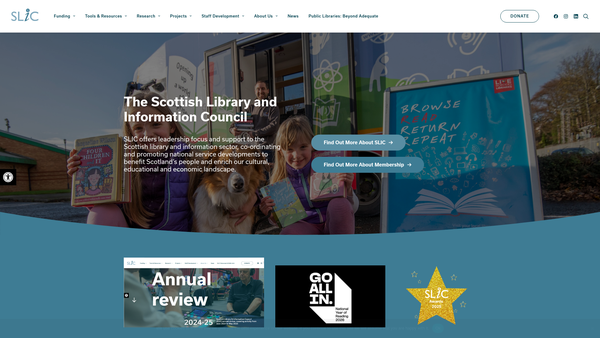 Screenshot of the Scottish Library And Information Council website