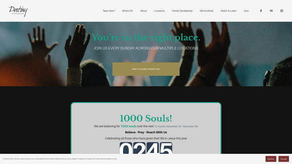 Screenshot of the Destiny Church Trust website