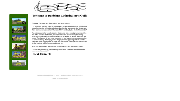 Screenshot of the Dunblane Cathedral Arts Guild website