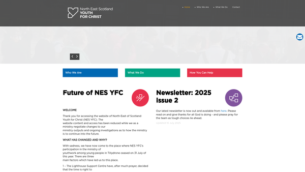 Screenshot of the North East Scotland Youth For Christ website