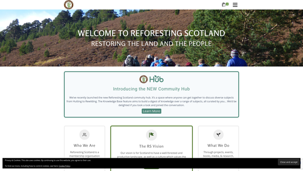 Screenshot of the Reforesting Scotland website
