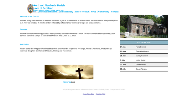 Screenshot of the Kirkurd & Newlands Parish Church Of Scotland website