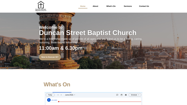 Screenshot of the Duncan Street Baptist Church website