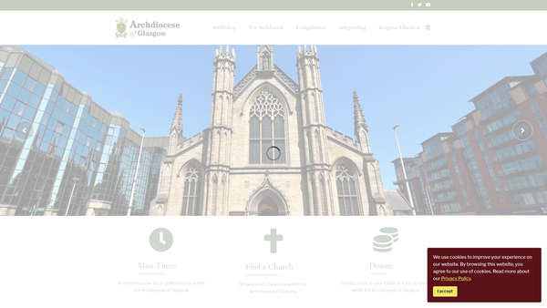 Screenshot of the RC Archdiocese Of Glasgow website