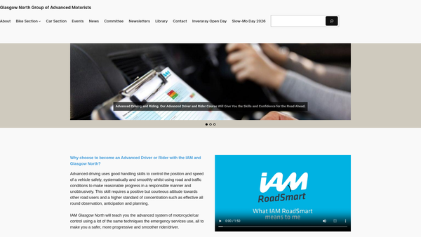 Screenshot of the Glasgow North Group of Advanced Motorists website