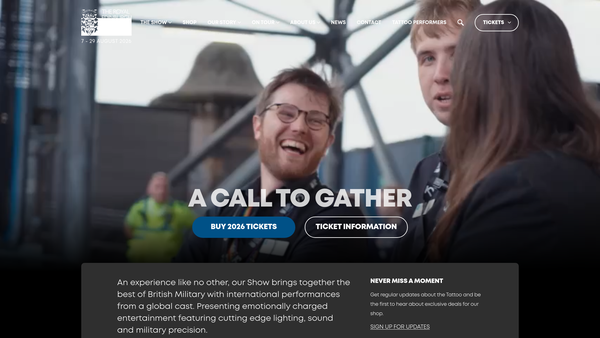Screenshot of the The Royal Edinburgh Military Tattoo (Charities) Ltd website