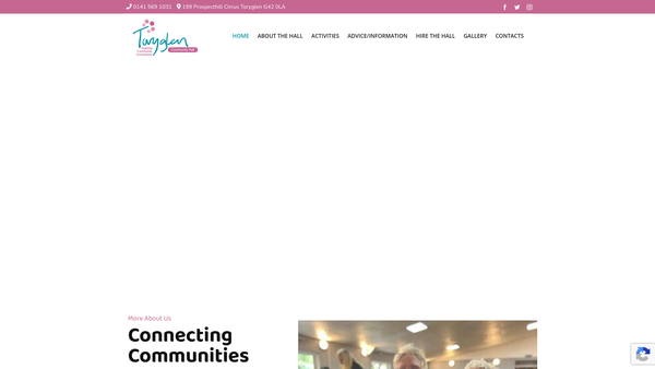 Screenshot of the Toryglen Community Hall website