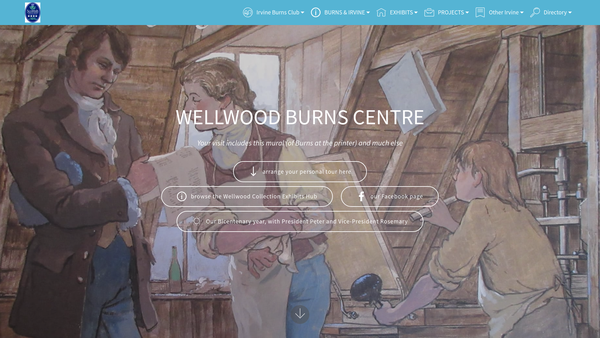 Screenshot of the Irvine Burns Club Museum website