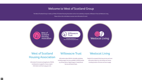 Screenshot of the West of Scotland Housing Association Limited website