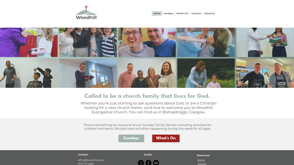 Screenshot of the Woodhill Evangelical Church website