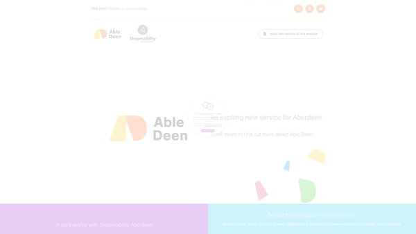 Screenshot of the Shopmobility Aberdeen website