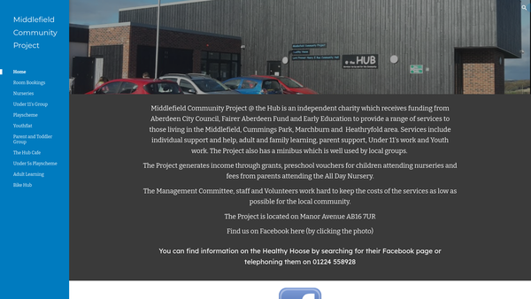 Screenshot of the Middlefield Community Project SCIO website
