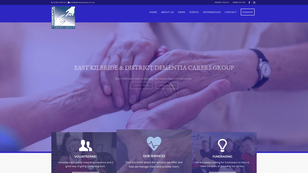 Screenshot of the East Kilbride & District Dementia Carers' Group website