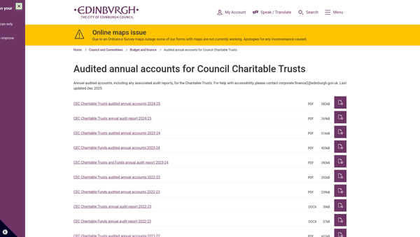 Screenshot of the Royal Scots (The Royal Regiment) Monument Trust Fund website