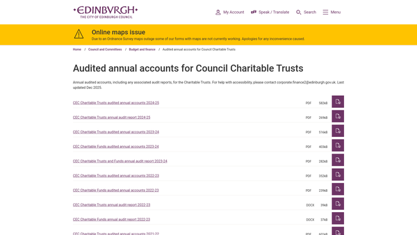 Screenshot of the Nelson Halls Trust website