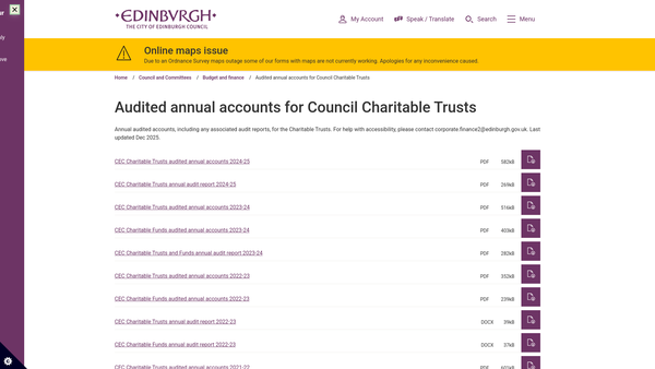 Screenshot of the Miss Jean Fletcher Watson Bequest website