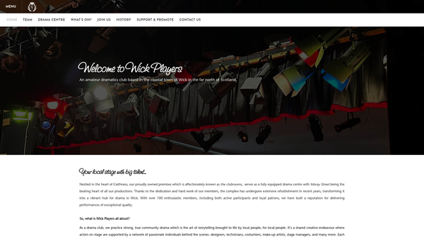 Screenshot of the Wick Players website