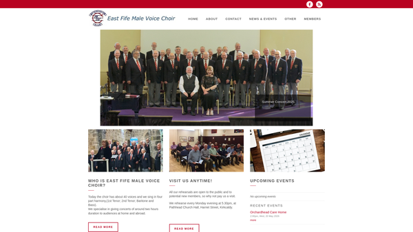 Screenshot of the East Fife Male Voice Choir website