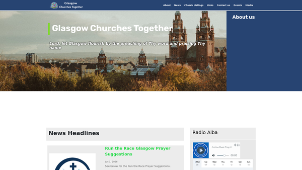Screenshot of the Glasgow Churches Together website