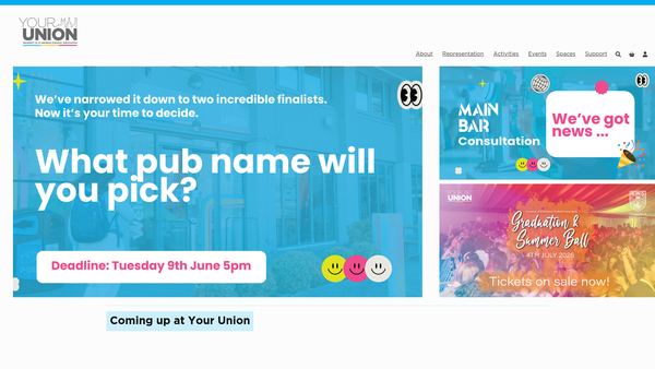 Screenshot of the St Andrews University Student's Association website