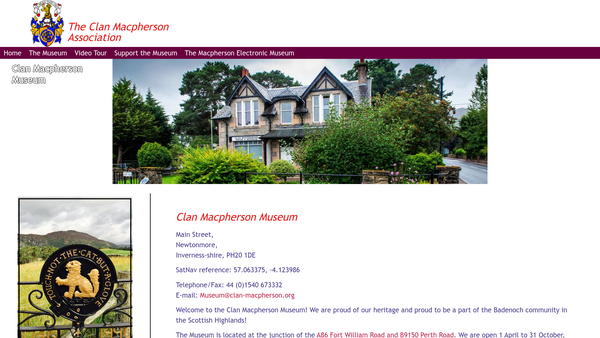 Screenshot of the Clan Macpherson Museum Trust website